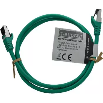 IT-BUDGET Full Copper Premium Patch Cable - Flex AWG 26 - Cat.8.1 - 2000 MHz - Halogen-Free - PoE+ - 40 Gbit - Green - 1,5 m