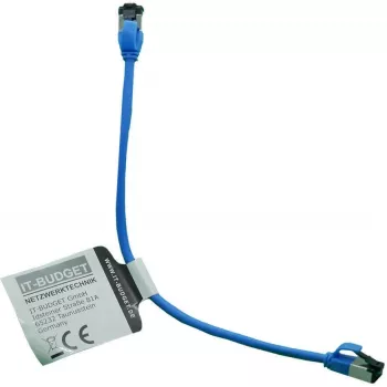 IT-BUDGET Full Copper Premium Patch Cable - Slim AWG 28 - Cat.8.1 - 2000 MHz - Halogen-Free - PoE+ - 40 GBit - Blue - 0,25 m