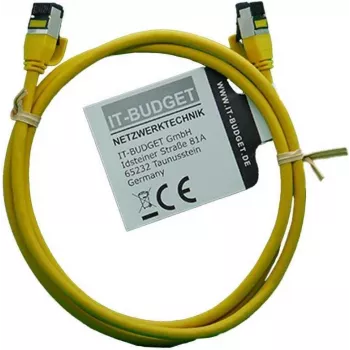 IT-BUDGET Full Copper Premium Patch Cable - Slim AWG 28 - Cat.8.1 - 2000 MHz - Halogen-Free - PoE+ - 40 GBit - Yellow - 1,5 m