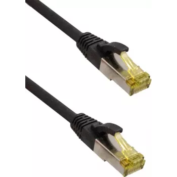IT-BUDGET Full Copper Premium Patch Cable - Super Flex TPE - Cat.6A - with Cat.7 Raw Cable - 600 MHz - Halogen-Free - PoE+ - 10GBit - Black - 0,15 m