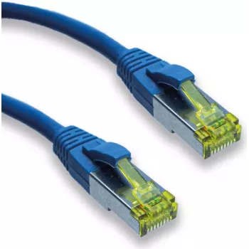 IT-BUDGET Full Copper Premium Patch Cable - Super Flex TPE - Cat.6A - ar Cat.7 izejvadu - 600 MHz - Halogēnsaturs - PoE+ - 10GBit - Zils - 1,5 m