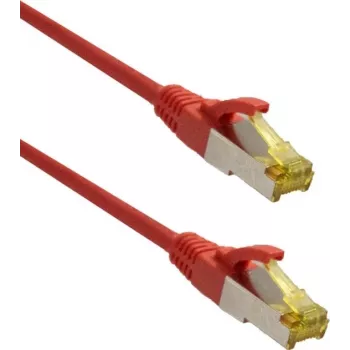IT-BUDGET Premium Patch Cable Super Flex TPE Cat.6A with Cat.7 Raw Cable 600 MHz Halogen-Free PoE+ 10 Gigabit Red 3 m