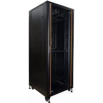 IT-BUDGET 19-Inch Network Cabinet SRK - 42U - Width 800mm Depth 800mm - Glass/Solid Steel Door - Cable Ducts - Flatpack - Black (90ITB19SRK4288GSN)