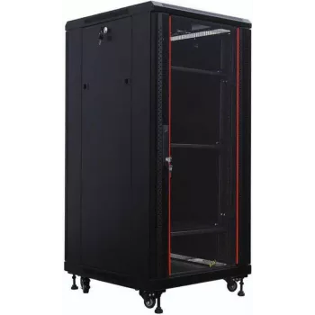 IT-BUDGET 19 collu tīkla skapis SRK - 27U - 600x600 mm - rūdīta stikla/cieta tērauda durvis - salikts - melns (99ITB19SRK2766GSNM)