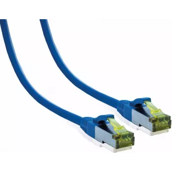 IT-BUDGET Full Copper Premium Patch Cable Cat.6A with Cat.7 Raw Cable 600 MHz Halogen-Free PoE+ 10Gbit Blue 7,5 m