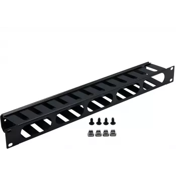Rockstable 1U 19 inch kabeļu pārvaldības panelis - Melns - SPCC tērauds - 483 mm (RS19-02)