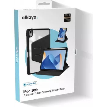 ALKAYA Lucid 360 iPad Maciņš iPad 10. paaudzei (10,9 collu, 2022) - Melns (CS-40002)