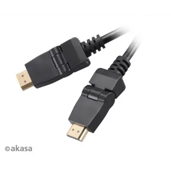 Akasa HDMI 2m kabelis - High Speed with Ethernet, 4K @ 30Hz, zeltīts, melns