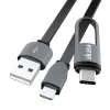 Akasa AK-CBUB35-10BK USB 2.0 kabelis - USB A uz Micro-USB B ar USB-C adapteri - 1 m - Melns