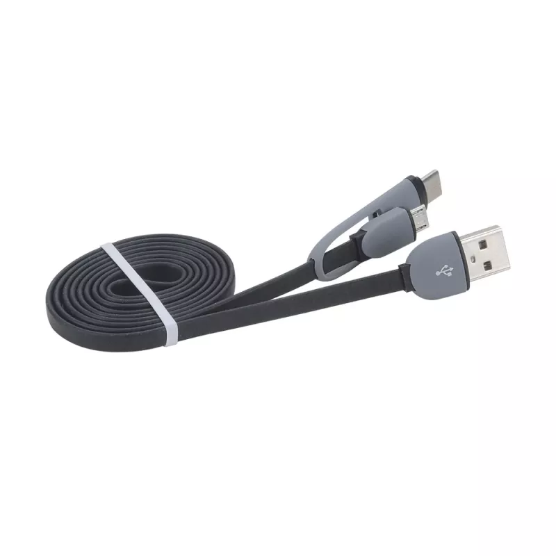 Akasa AK-CBUB35-10BK USB 2.0 kabelis - USB A uz Micro-USB B ar USB-C adapteri - 1 m - Melns