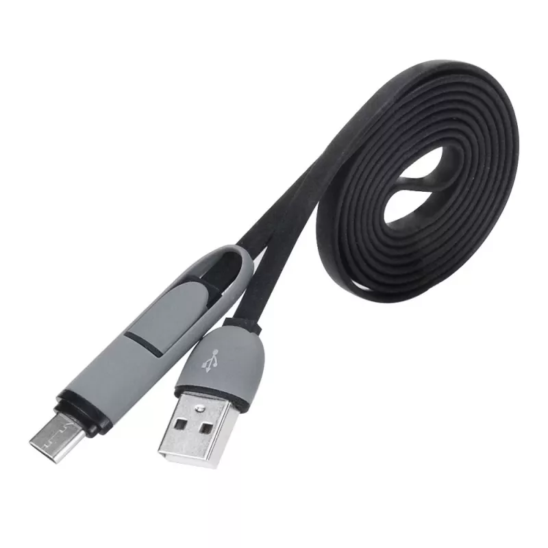Akasa AK-CBUB35-10BK USB 2.0 kabelis - USB A uz Micro-USB B ar USB-C adapteri - 1 m - Melns