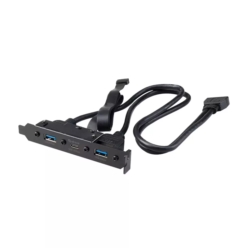 Akasa USB 3.1 Gen 2 Internal Adapter Cable ar diviem USB 3.0 Type-A portiem - 50 cm - Melns
