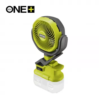 RYOBI ONE+ 18V bezvadu skavas ventilators (tikai instruments) - 280 CFM, 360° rotācija