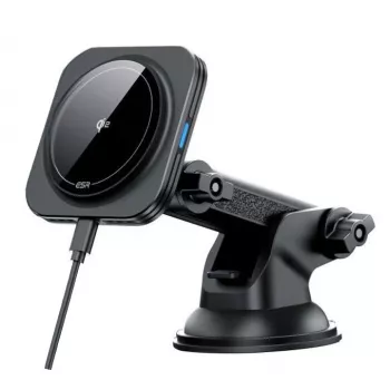 ESR HaloLock Magnetic MagSafe Dashboard Car Mount Wireless Charger Qi2 15W Melns