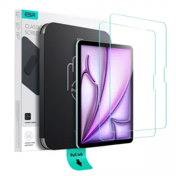 ESR UltraFit rūdītā stikla ekrāna aizsargs iPad Air 11 collu (6./7./8. paaudze, 2024-2026) 2 iepakojumā, caurspīdīgs