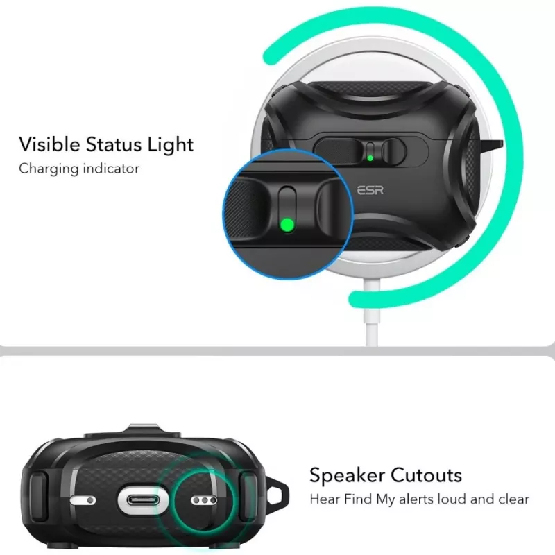 ESR Cyber FlickLock HaloLock MagSafe futrālis Apple AirPods Pro 3, melns