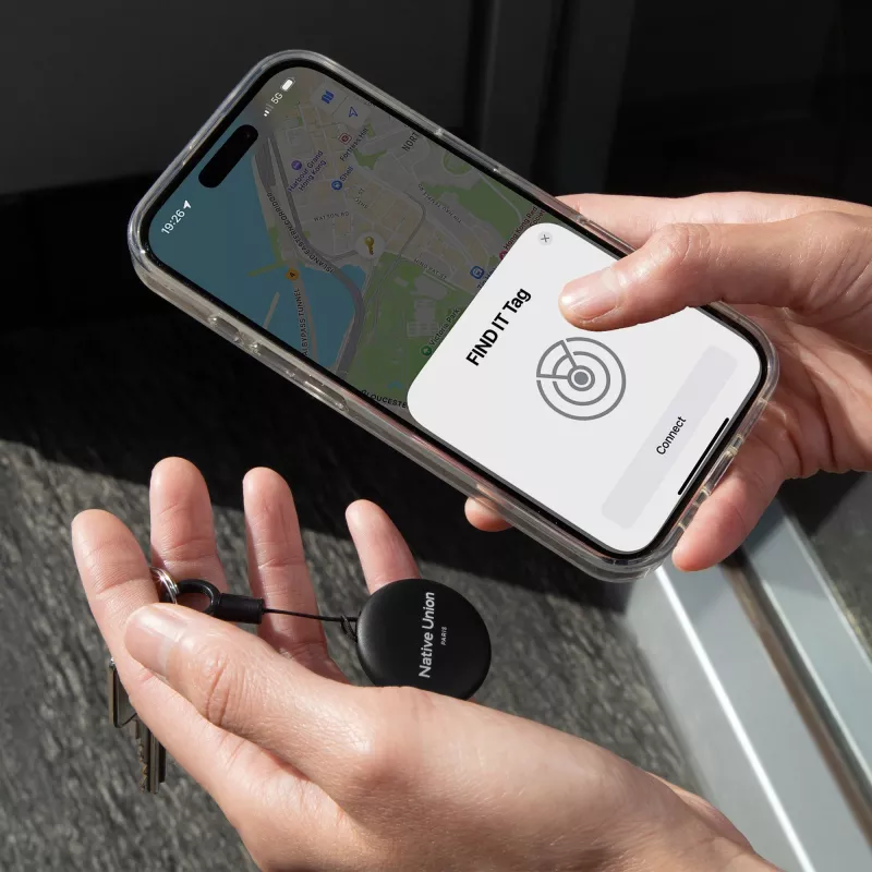 Native Union Findit Tag - Apple Find My saderīgs izsekotājs un AirTag aksesuāri (Melns)