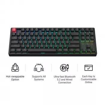 Keychron K8X-J3 80% TKL Brown Switch RGB Hot-Swap Black