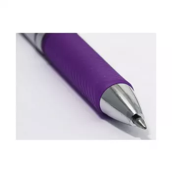 Pentel BL77-VO EnerGel Gēla Pildspalva - 0,7 mm - Violeta Tinte - Sudraba Korpuss - Vidēja Līnija - 12 Iepakojums