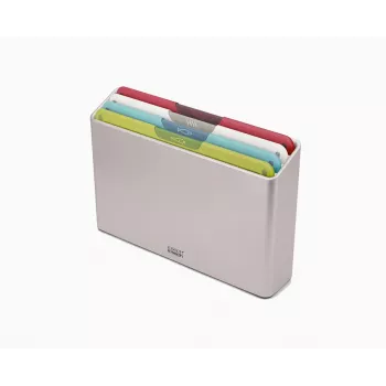 Joseph Joseph Folio Icon 4-Piece Multi-Colour Chopping Board Set with Storage Case, Graphite/Silver