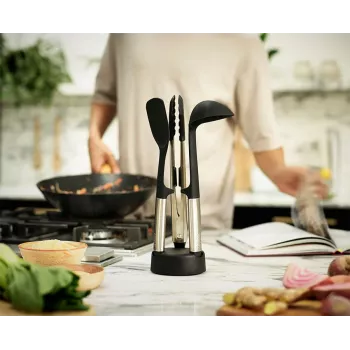 Joseph Joseph Elevate Fusio 3-Piece Stainless Steel Utensil Set with Compact Stand