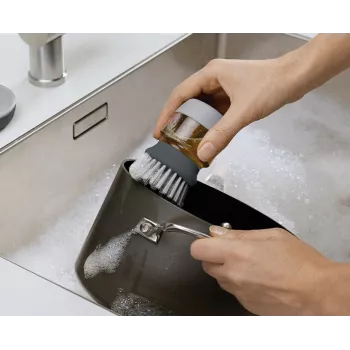 Joseph Joseph Palm Scrub Grey Washing Up Brush with Integrated Soap Dispenser