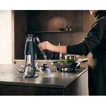 Joseph Joseph Elevate 6-Daļīgu Virtuves Piederumu Komplekts ar Rotējošu Statīvu, Nerūsējošais Tērauds un Silikons, Pelēks
