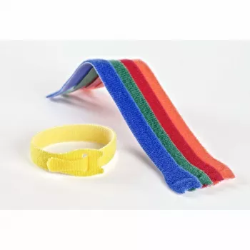 VELCRO VEL-EC60250 Atkārtoti lietojamie kabeļu saites - dažādas krāsas (zila, zaļa, oranža, sarkana, dzeltena) - 20 cm x 12 mm - 5 iepakojums