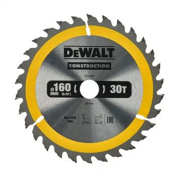 DEWALT TCT Ripzāģa Asmens 160x20mm 30Z +10° Slīpums 16mm Gredzens