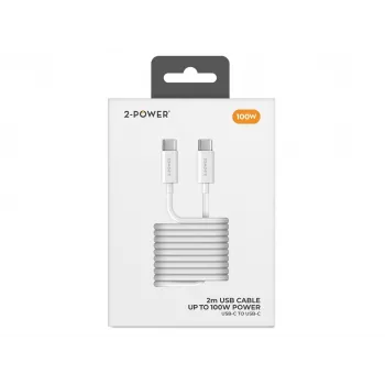 2-POWER 100W USB-C to USB-C kabelis 2m Melns