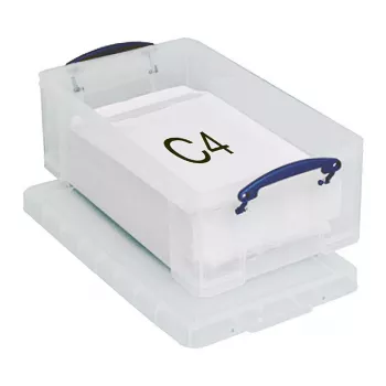 Really Useful Boxes 12C Uzglabāšanas Kaste - 12 Litri - Caurspīdīga - Taisnstūra - Polipropilēna - Aizverams Vāks