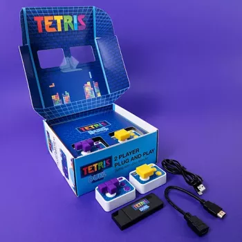FIZZ CREATIONS Tetris Duel Retro Arcade Console for Two Players with 2x Wired Gamepads Plug & Play