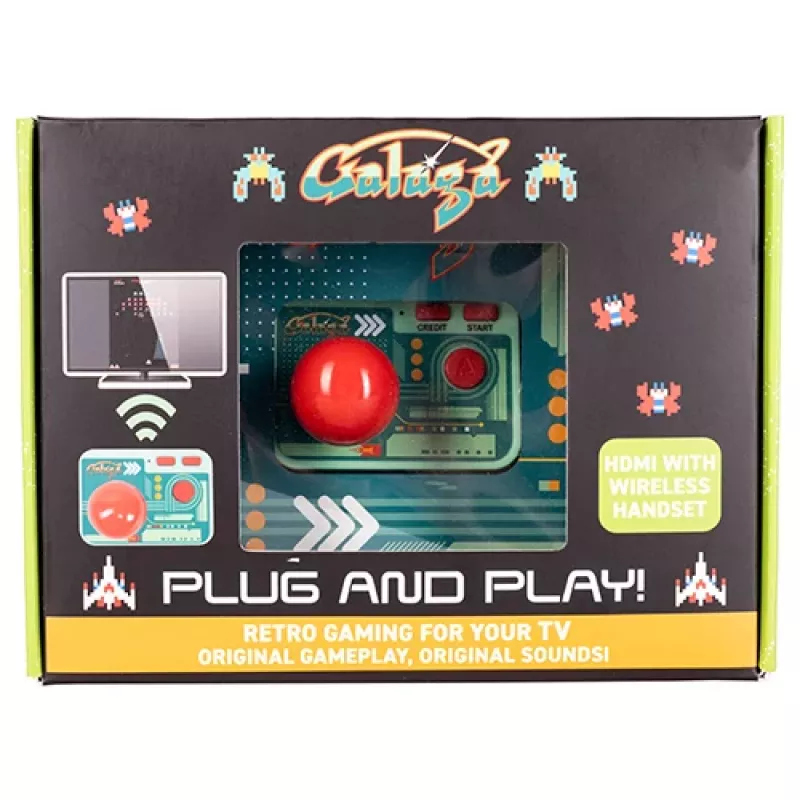 FIZZ CREATIONS Retro Arcade Galaga Plug & Play Wireless Console ar 2 Kontrolieriem