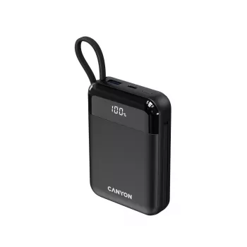 Canyon OnPower 104 10000 mAh Power Bank ar USB-C un Lightning kabeli Melns