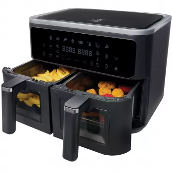 Fritel SnackTastic 8480 Airfryer 2 x 4.5L Dual Basket Airfryer, 2400W, Digital Touchscreen, Black