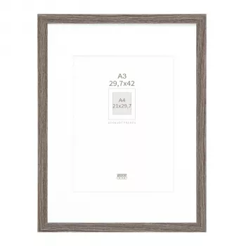 Foto rāmis Deknudt S66KH3 P1 Pelēks Koka DIN A3 29.7x42 cm ar Baltu Passepartout
