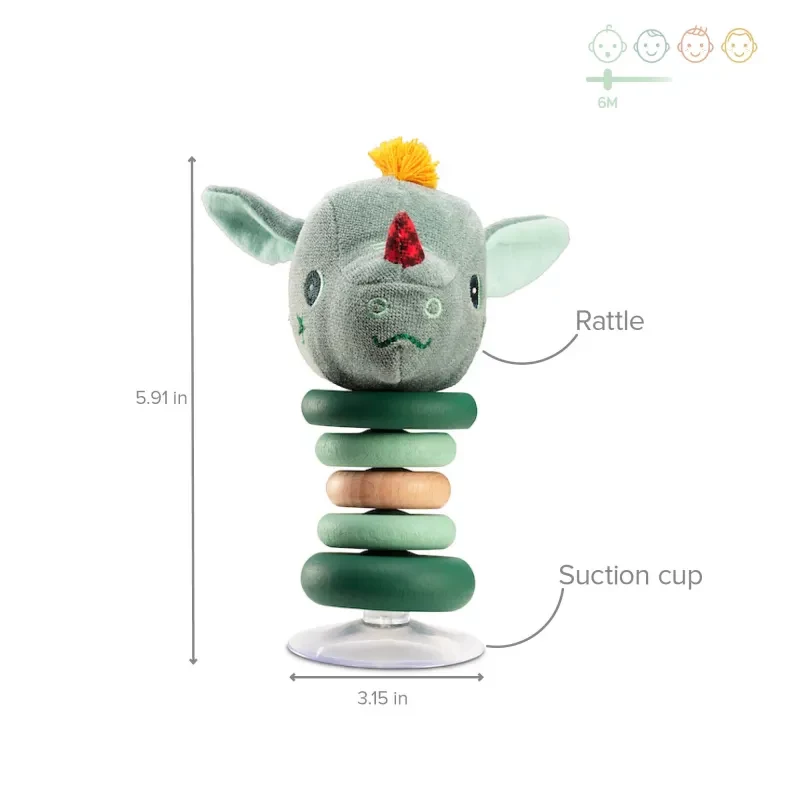 Lilliputiens Suction Cup Rattle Joe the Dragon 6m+