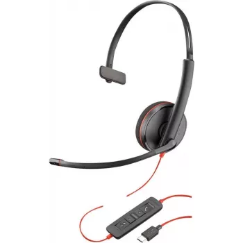 Poly Blackwire C3210 USB-C - 3200 Series - Vadu viens ausīs austiņas ar trokšņu slāpējošu mikrofonu - Melns