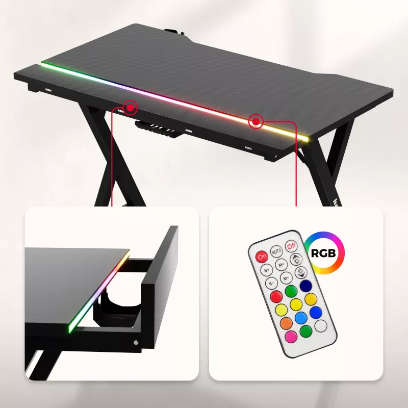 Huzaro Hero 2.4 RGB Black Gaming Desk