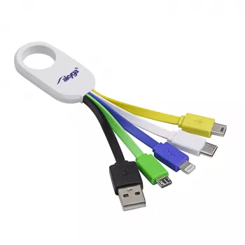 Akyga AK-AD-51 5-in-1 USB uzlādes kabelis-piekariņš, USB-A uz USB-C / Micro USB / Mini USB / Lightning