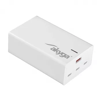 Akyga AK-CH-25 GaN galda USB lādētājs 140 W, 3 x USB-C PD + USB-A, balts