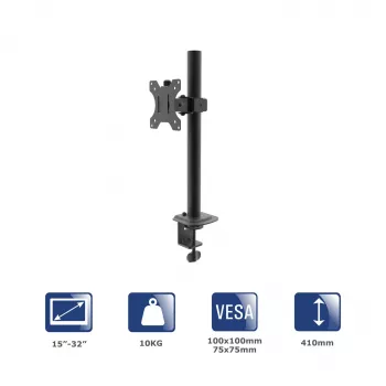 Akyga AK-MB-03 galda viena monitora turētājs, 15-32 collas, 10 kg, VESA 75x75 / 100x100, melns