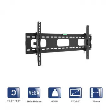Akyga AK-MB-08 sagāžams sienas TV turētājs, 37-90 collas, 60 kg, VESA 800x400, melns
