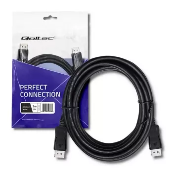 Qoltec DisplayPort 1.4 kabelis vīrietis-vīrietis 3m 8K melns