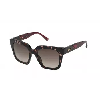 Nina Ricci SNR3185201GQ sieviešu saulesbrilles - melns acetāta rāmis ar pelēkām gradienta lēcām, 52 mm