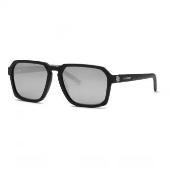 PHILIPP PLEIN SPORT vīriešu saulesbrilles SSP030 - 59/17/145 mm, melns acetāta rāmis, pelēkas lēcas, UV400 aizsardzība