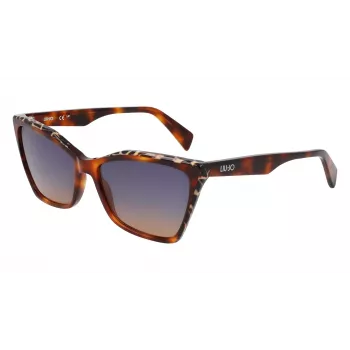 LIU JO sieviešu saulesbrilles LJ796S-245 – Havana acetāta tauriņa rāmis ar brūnām gradienta lēcām, 58/15/135 mm