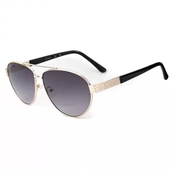 Guess GF0414-6032B Unisex Square Saulesbrilles, spīdīgs melns rāmis, brūnas gradienta lēcas, 60/12/140 mm