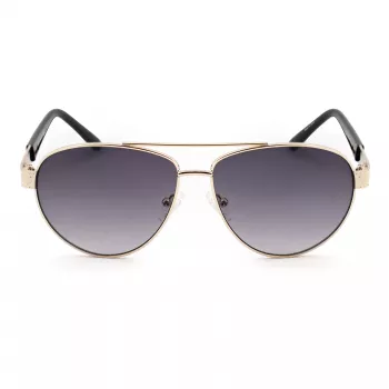 Guess GF0414-6032B Unisex Square Saulesbrilles, spīdīgs melns rāmis, brūnas gradienta lēcas, 60/12/140 mm