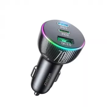 Joyroom 3-in-1 Auto Lādētājs ar Bluetooth FM raidītāju, 70W PD, Melns (JR-CL26)